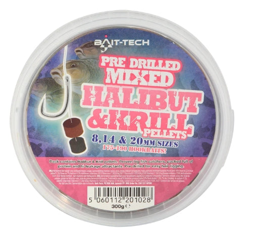 Pre-Drilled Halibut & Krill Pellets (300g)